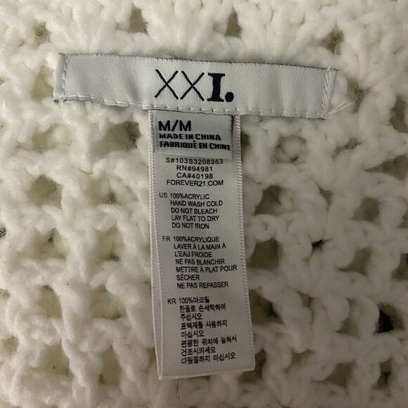XXI Sweater Vest Ivory Open Knit Ruffled High Low - Picture 12 of 12